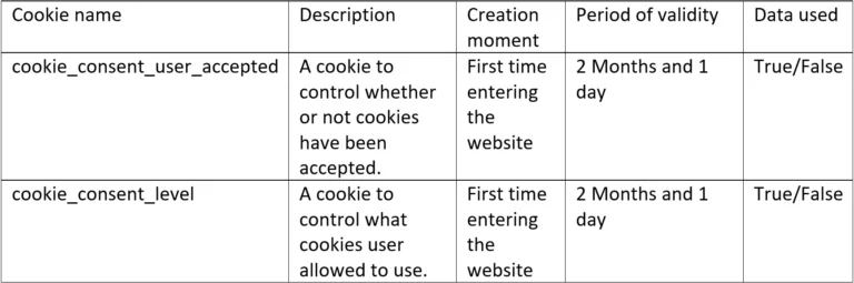 Mindletic website, cookies screenshot. Web privacy policy.