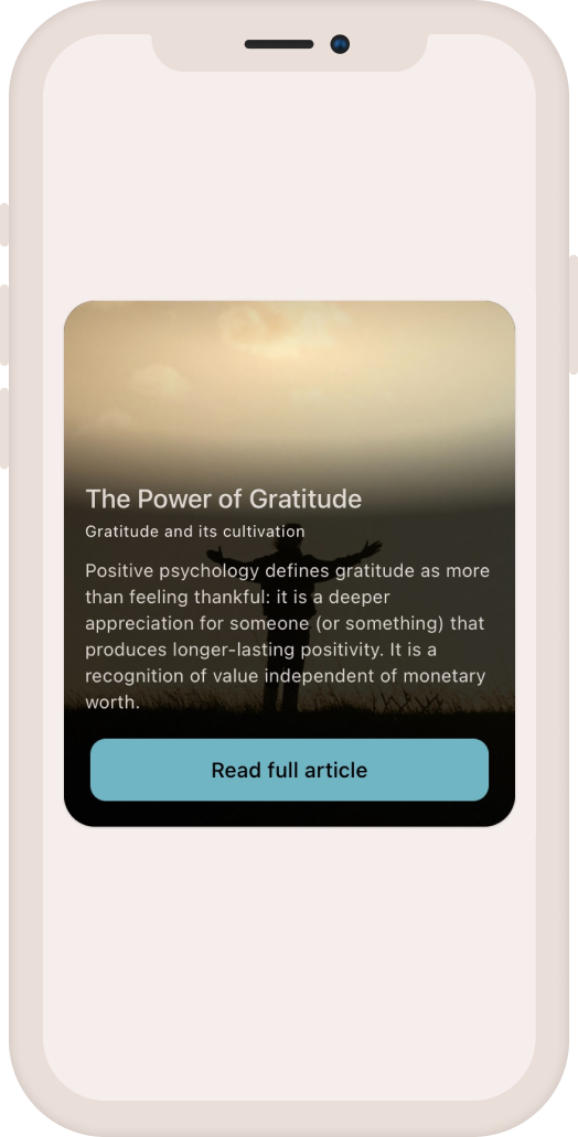 Mindletic mental gym app, article printscreen