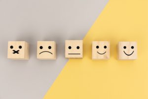 5 boxes representing 5 emotions in WHO-5 employee well-being survey